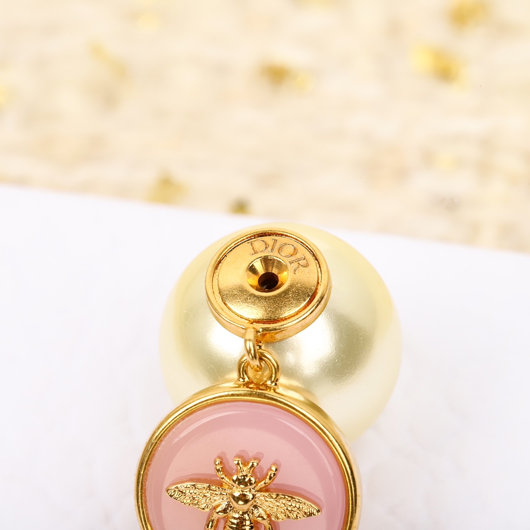 Dior Bee CD Resin Pearl Earrings