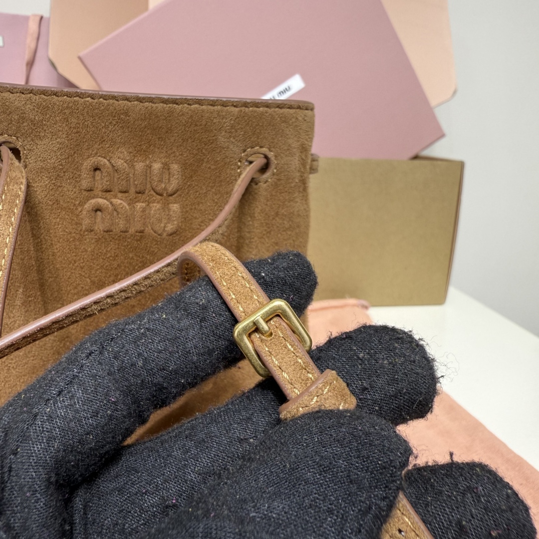 Miu Miu Suede Mini Bucket Bag 5NF460