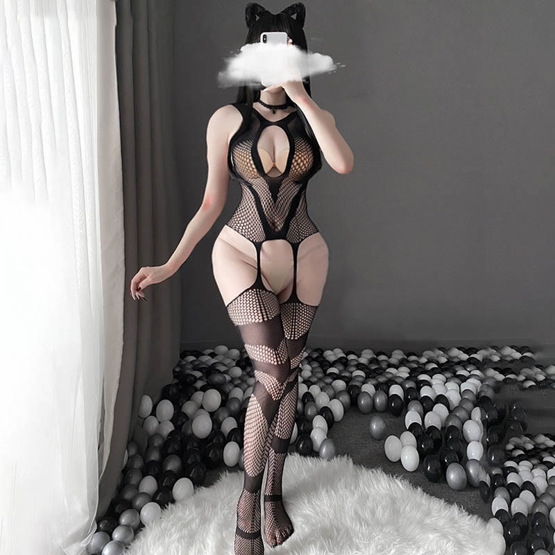 See-through Hollow Out Backless Jumpsuit Lingerie