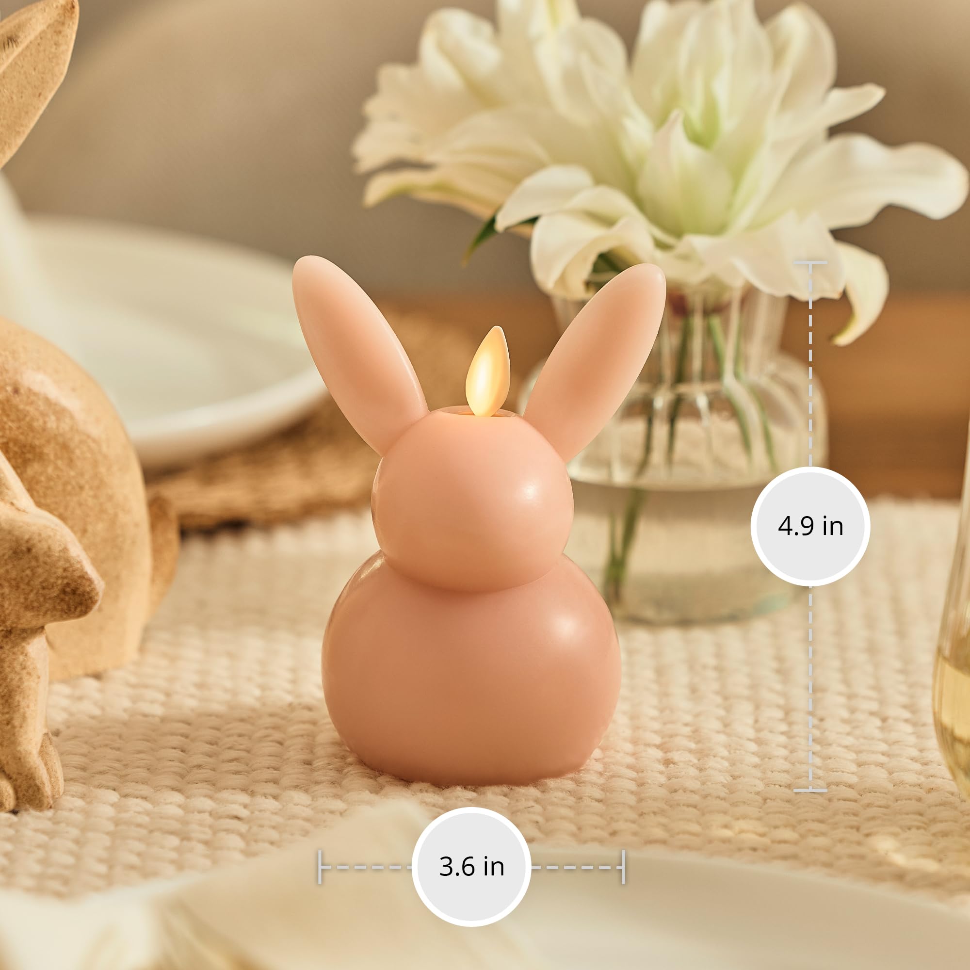 Flickering LED Flame Bunny Candle - AA Batteries