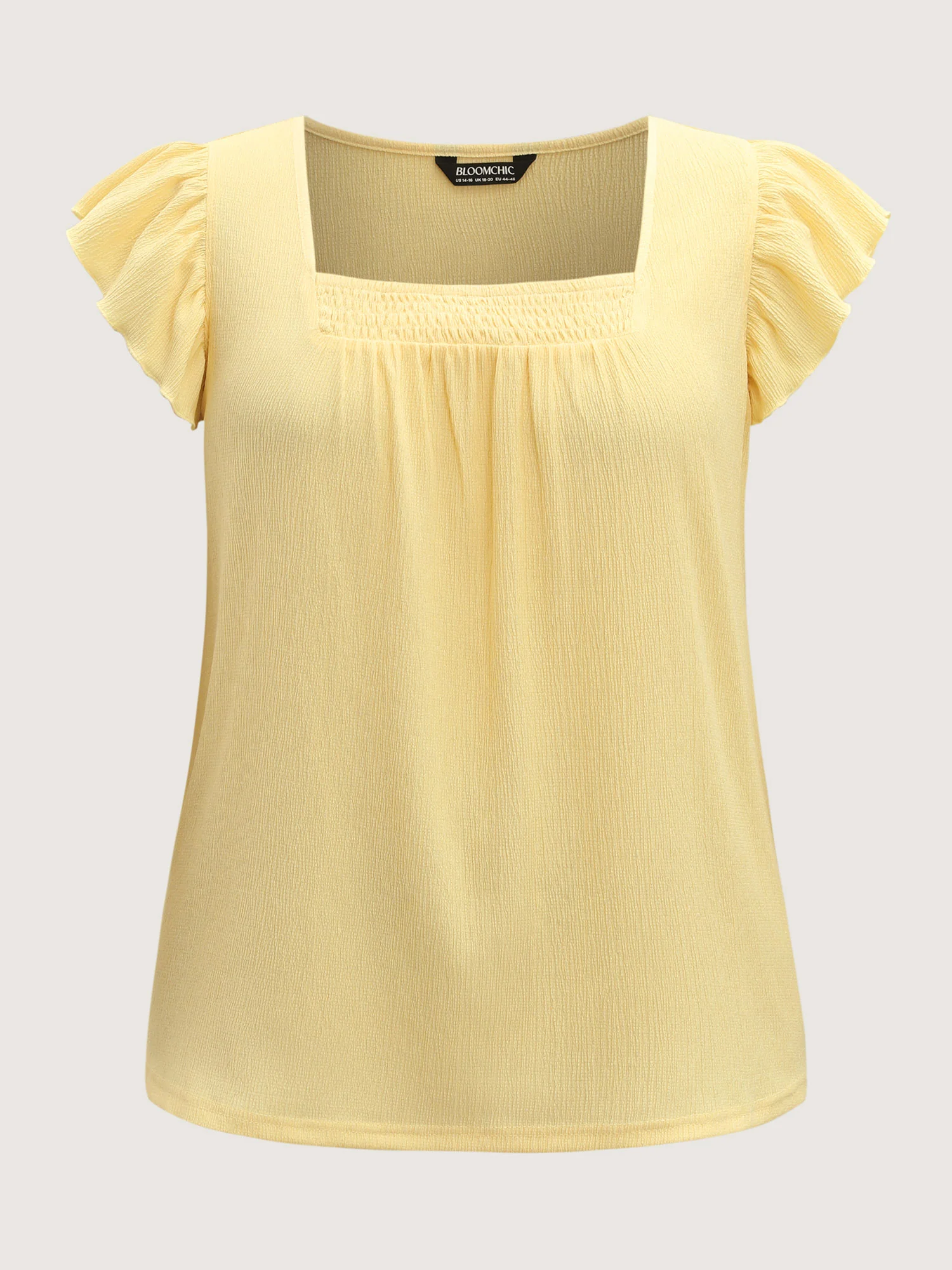 Shirred Square Neck Flowy Solid Top