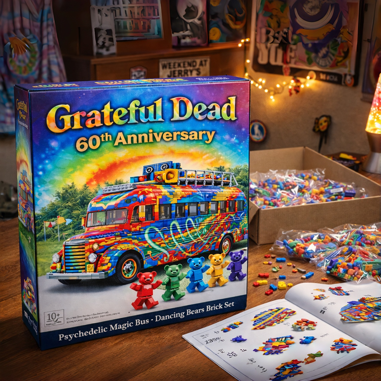 The Warlocks 60th Anniversary Psychedelic Magic Bus & Dancing Bears Brick Set