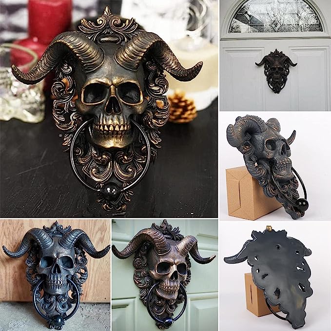 (🔥Last Day Promotion-SAVE 50% OFF)☠️Baphomet Horned God Skull Hanging Door Knocker-BUY 2 GET FREE SHIPPING！
