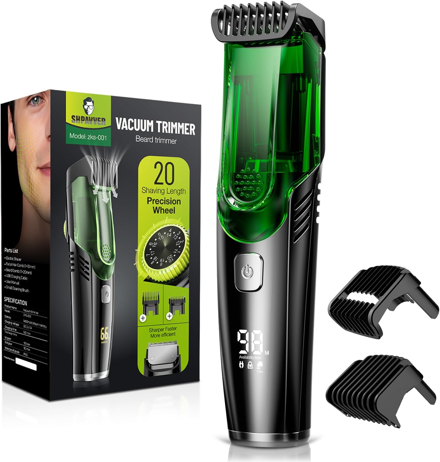 HOT SALE🔥Waterproof Rechargeable Vacuum Beard Trimmer for Men