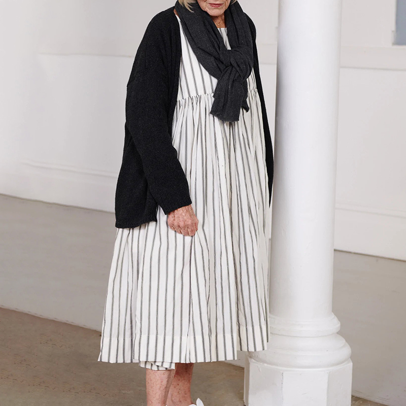 Comfortable Casual Striped Patchwork Loose Fitting Mini Dress
