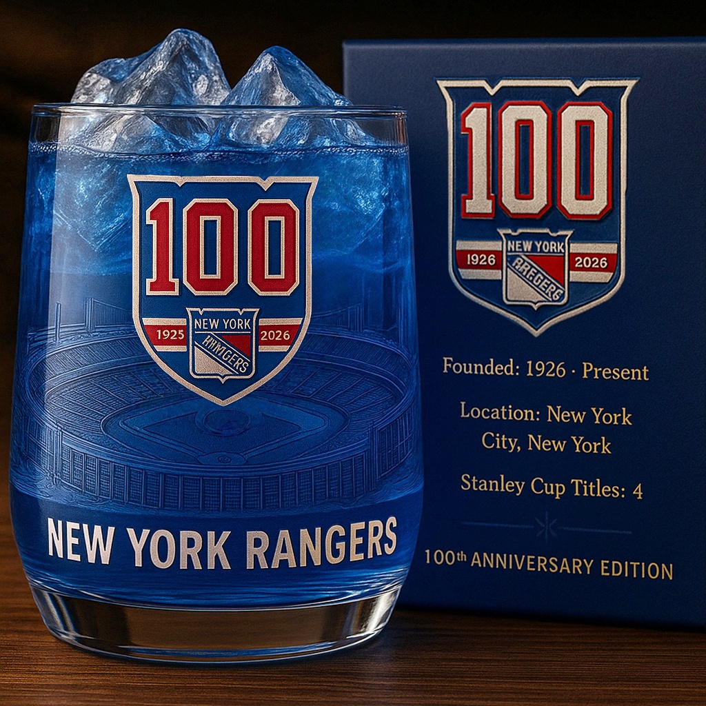 New York Rangers 100th Anniversary Rocks Glass