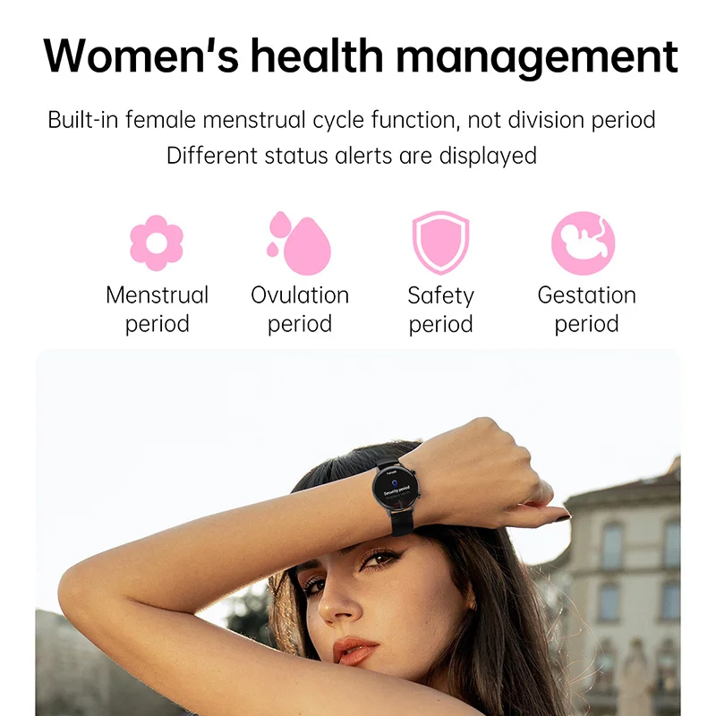 YPAY 1.016-inch AMOLED screen Women's Smartwatch HD Bluetooth Call Women's Cycle Monitoring IP68 waterproof Women's Smartwatch