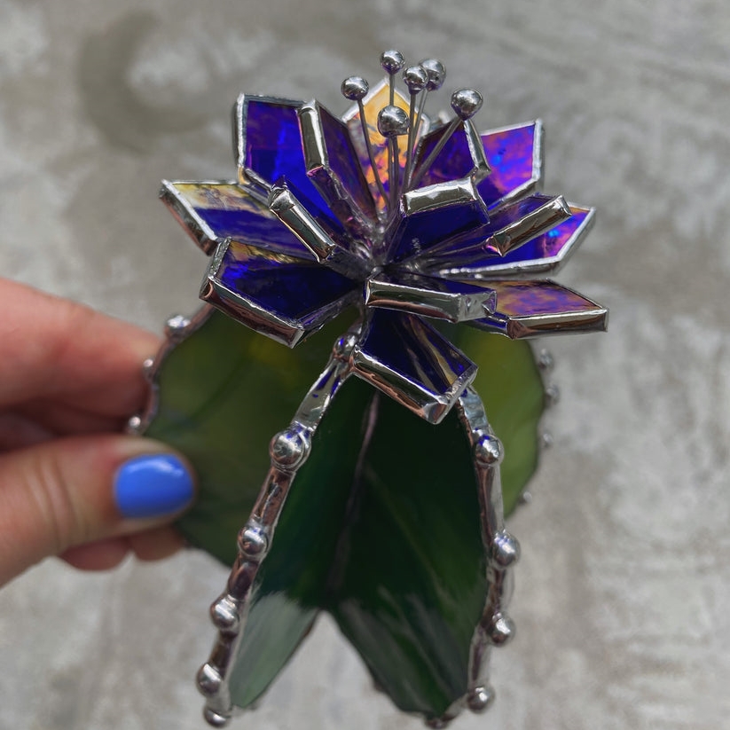 🌵🌈 Handmade Stained Glass Cactus Flower