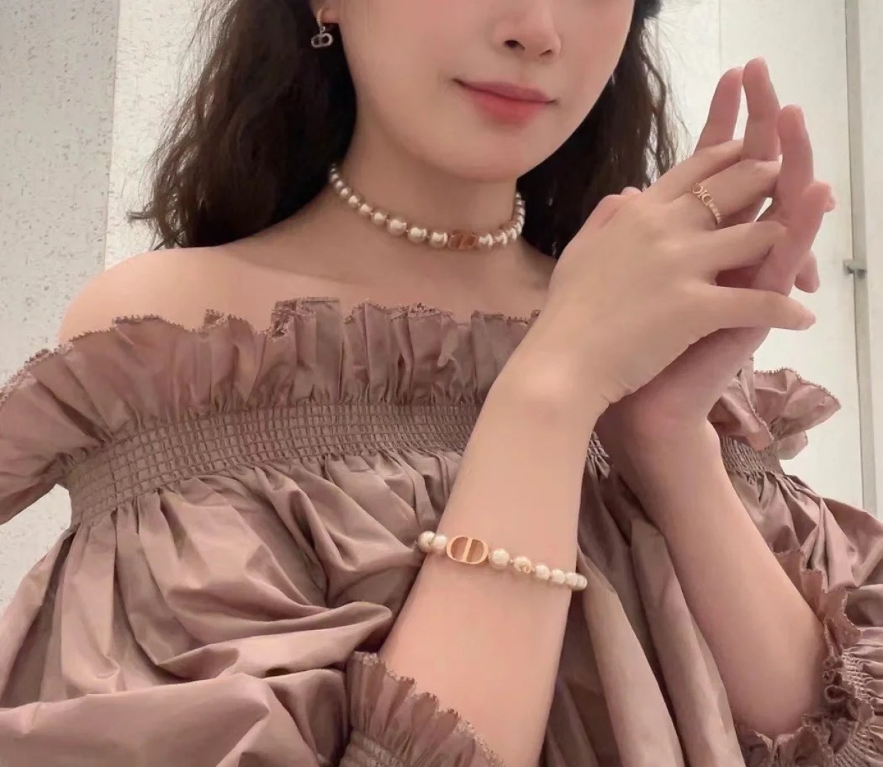 Dior Bee Pink Pearl Necklace
