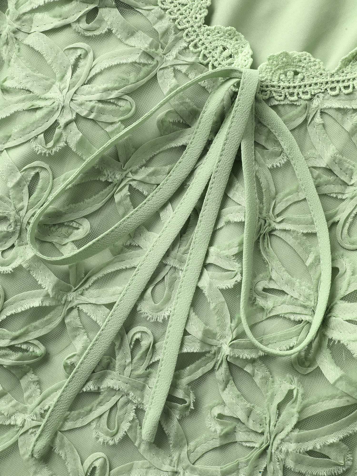 Textured Lace Tie Flared Tank Top