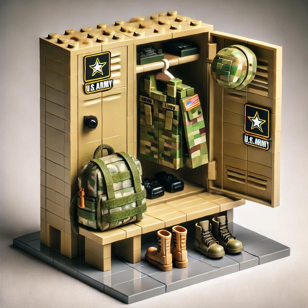 Military locker room style building blocks