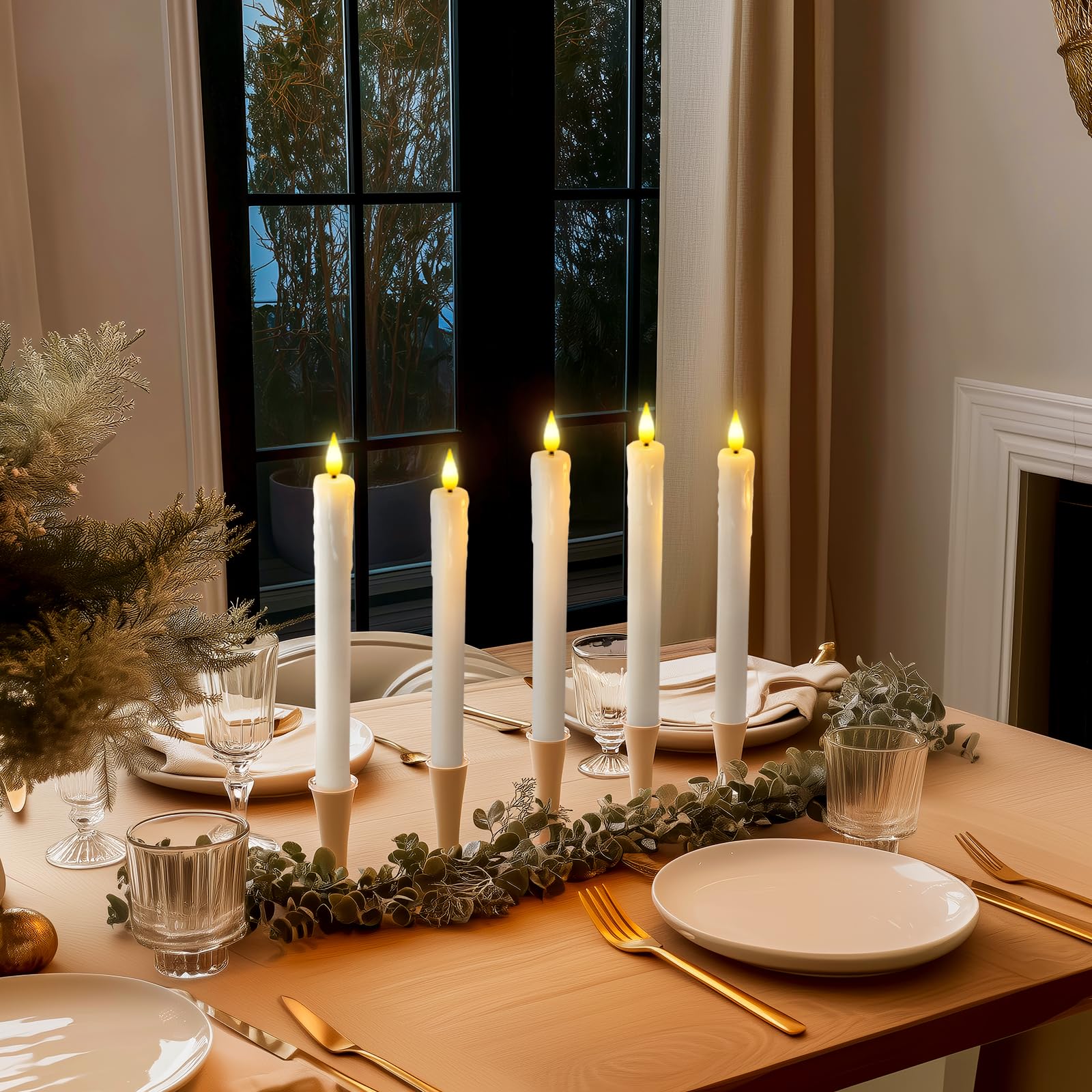 🔥ON SALE - 50% OFF🔥Real Wax LED Flameless Taper Candles with Timer