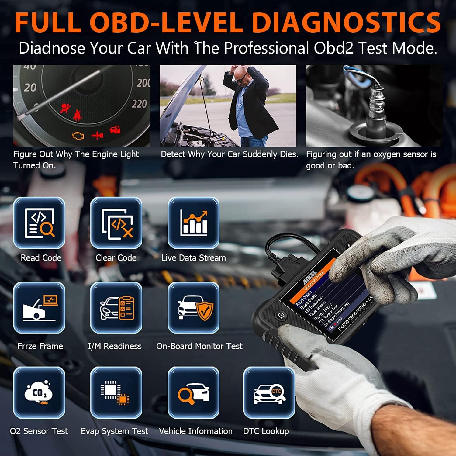 ANCEL Scanner Diagnostic Tool ABS SRS Transmission Airbag Car Scanner