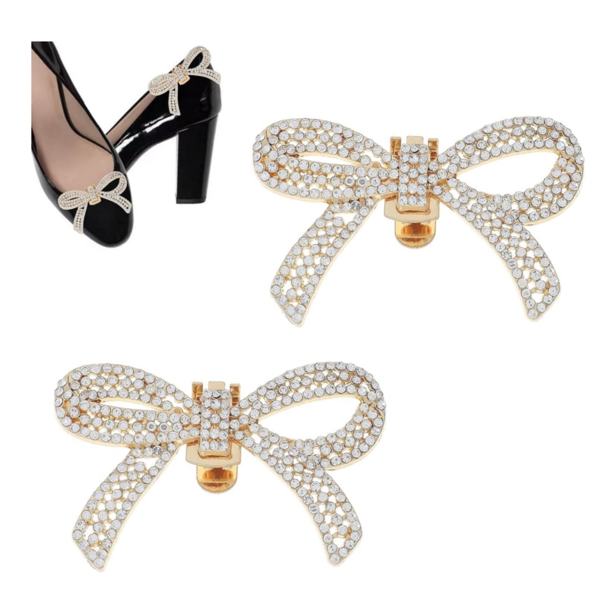 🎄CHRISTMAS ON SALE🔥1 Pair Elegant Sparkling Crystal Shoe Charms Decoration Accessories Detachable Shoe Buckles