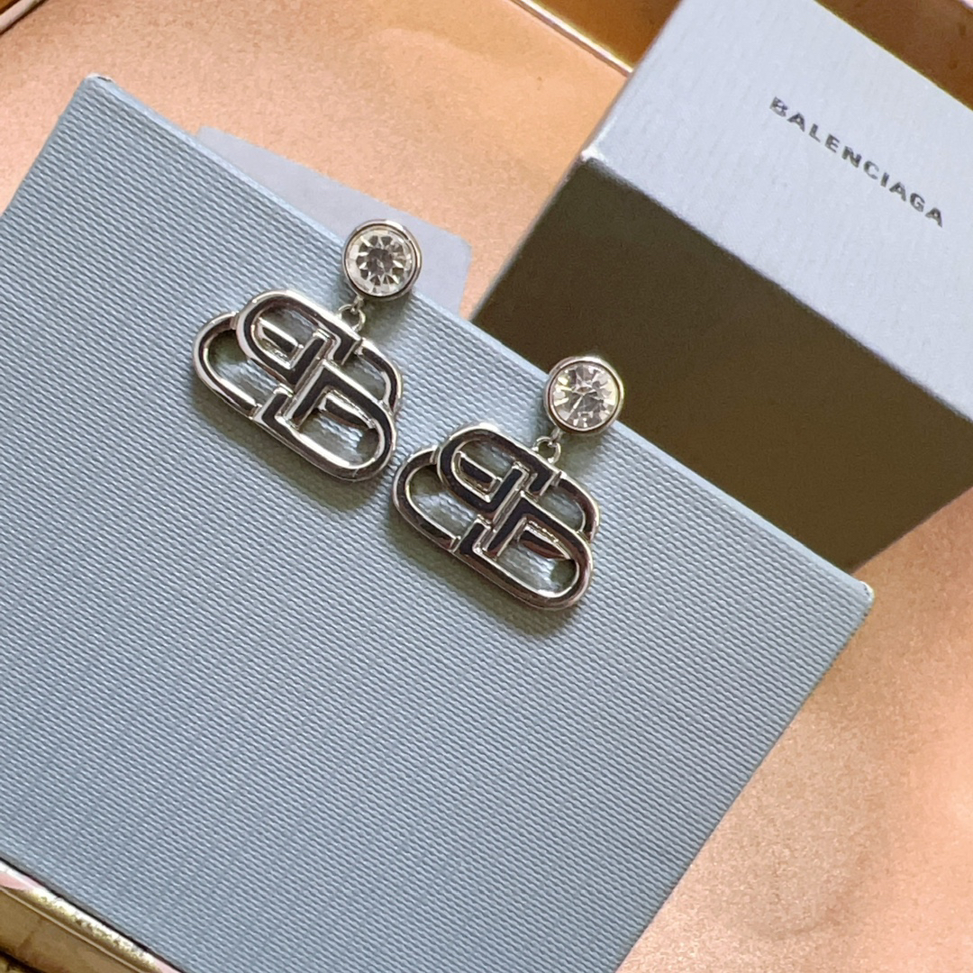 Balenciaga silver diamond earrings