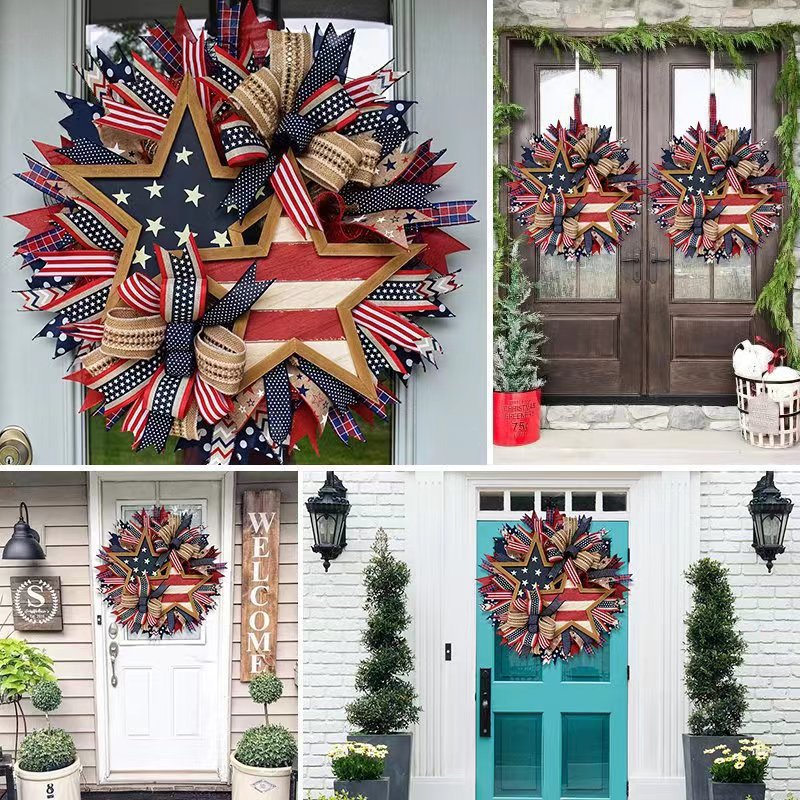 🔥[SAVE 50% OFF]--20 Inch/50cm Handmade American Patriotic Star Wreath -BUY 2 FREE SHIPPING