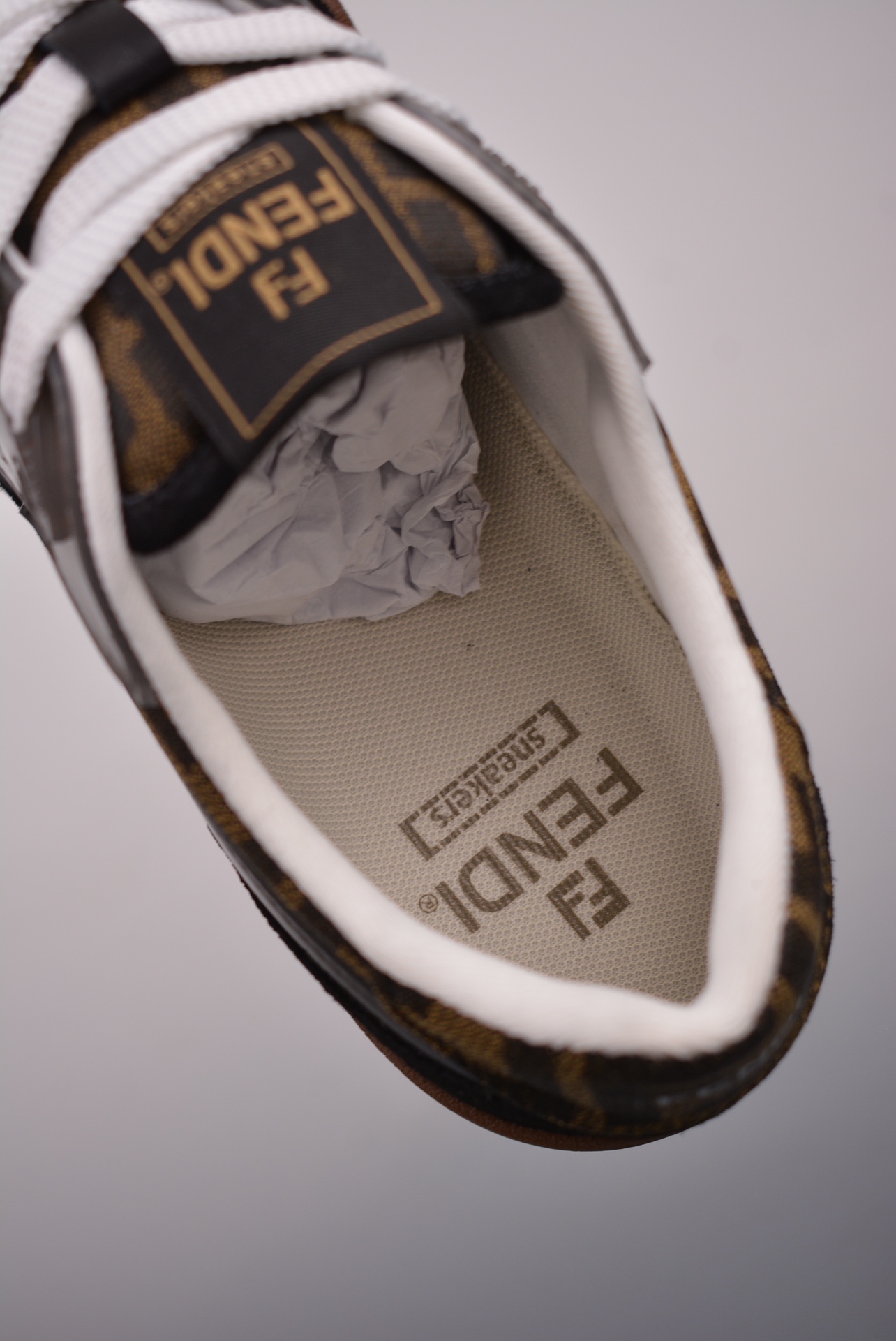 Fendi Match Sneaker Low Velcro Black Brown FF Jacquard 8E8470AQ6IF17JT