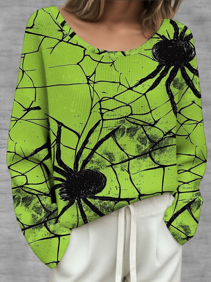 🔥Buy 3 Get 10% Off🔥Women's Retro Halloween Spider Print Top