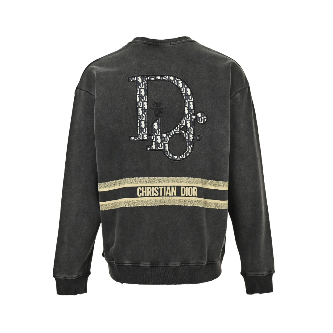 Dior 24Fw embroidered logo washed crewneck sweatshirt