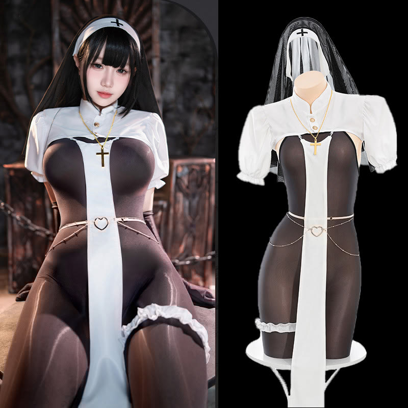 Nun Cross Backless Jumpsuit Lingerie