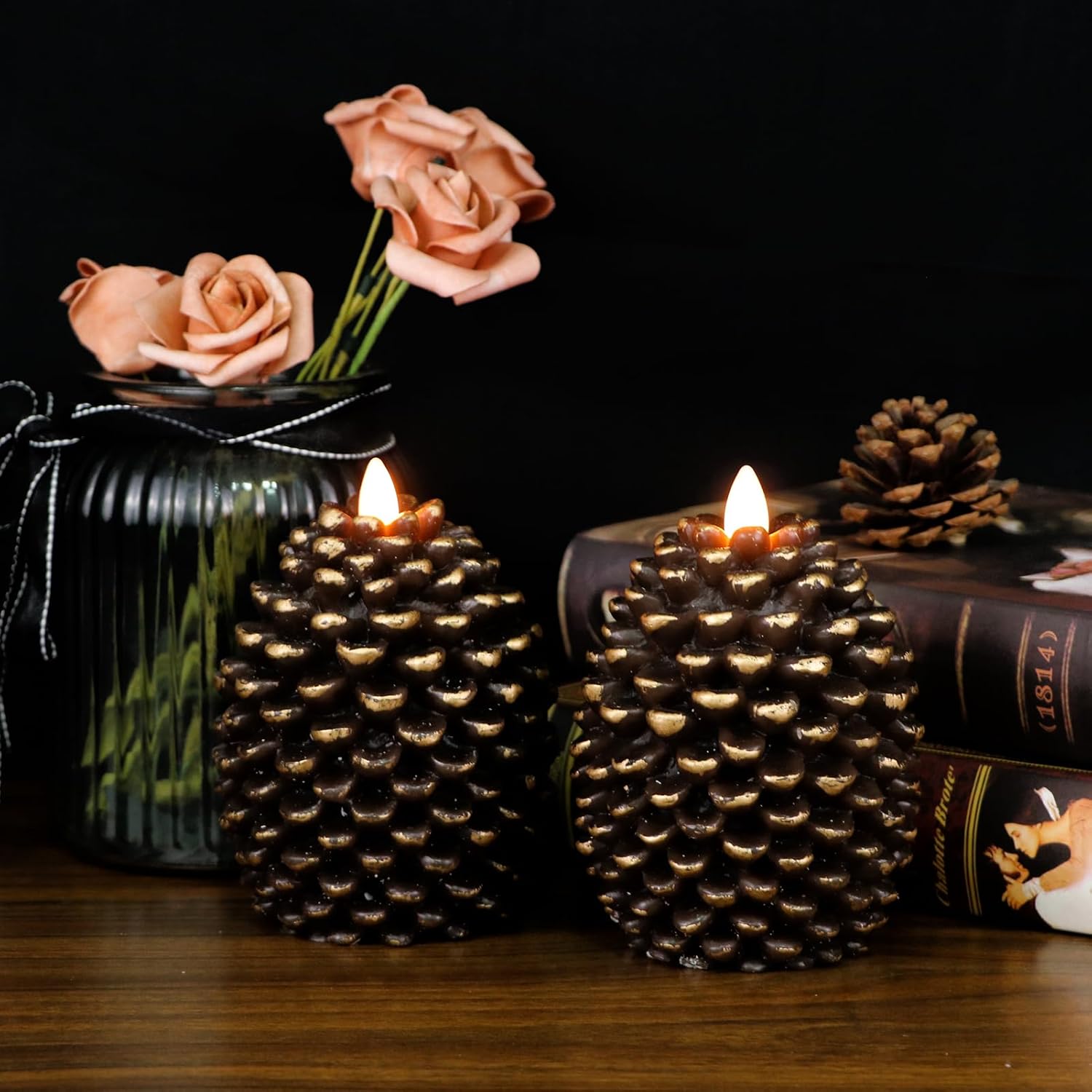 🎅2024 Christmas Promos🔥Flameless Pinecone Candles Battery Operated with 6 Hour Timer