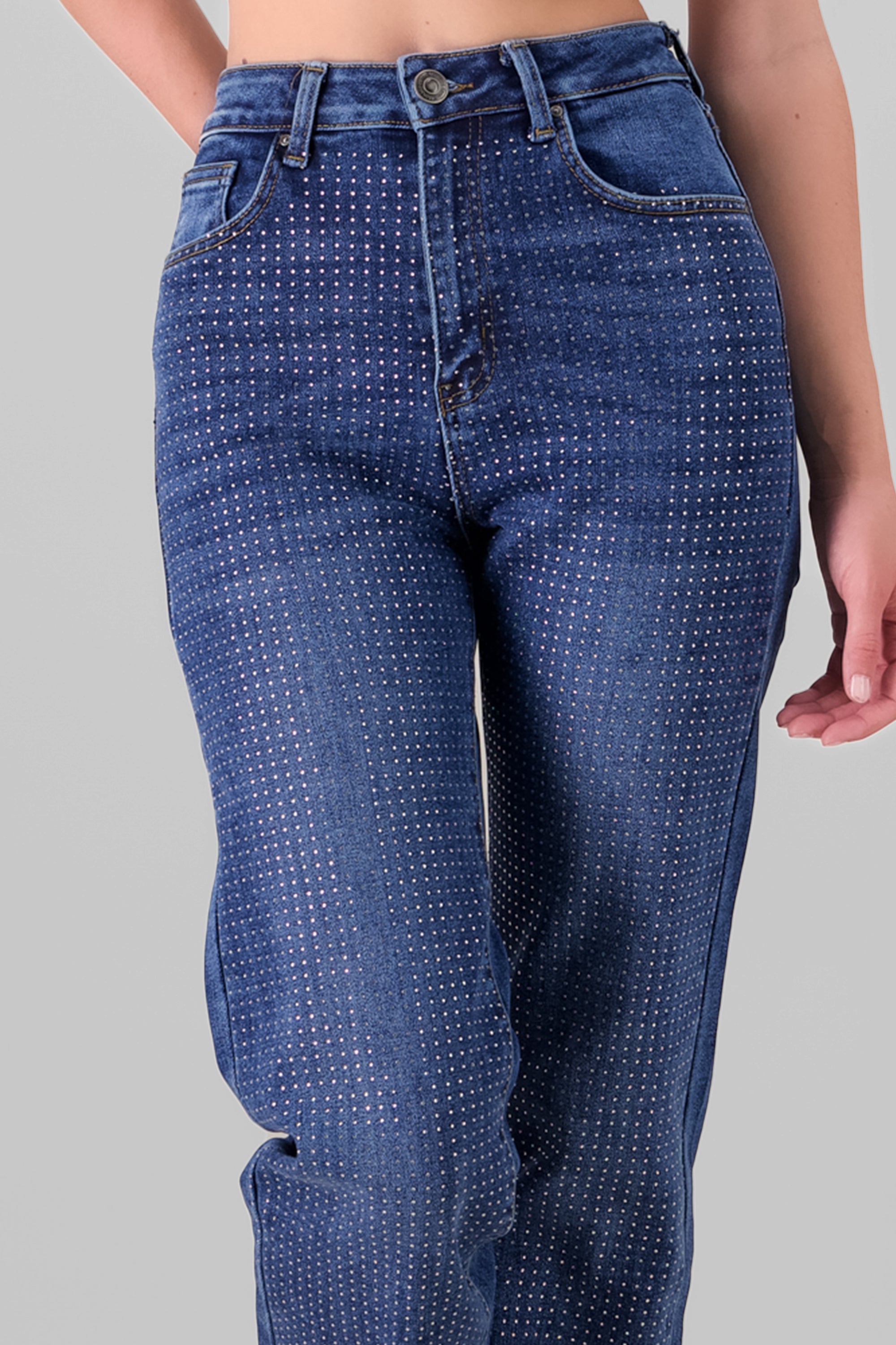 straight jeans rhinestone