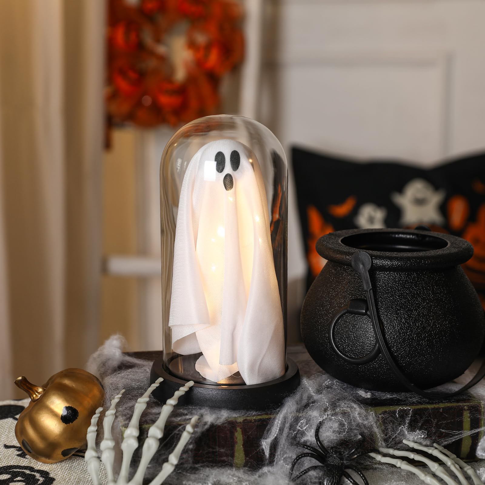 🏆Limited Sale⚡Almost Gone💥👻 Light Up Ghost in Glass Cloche