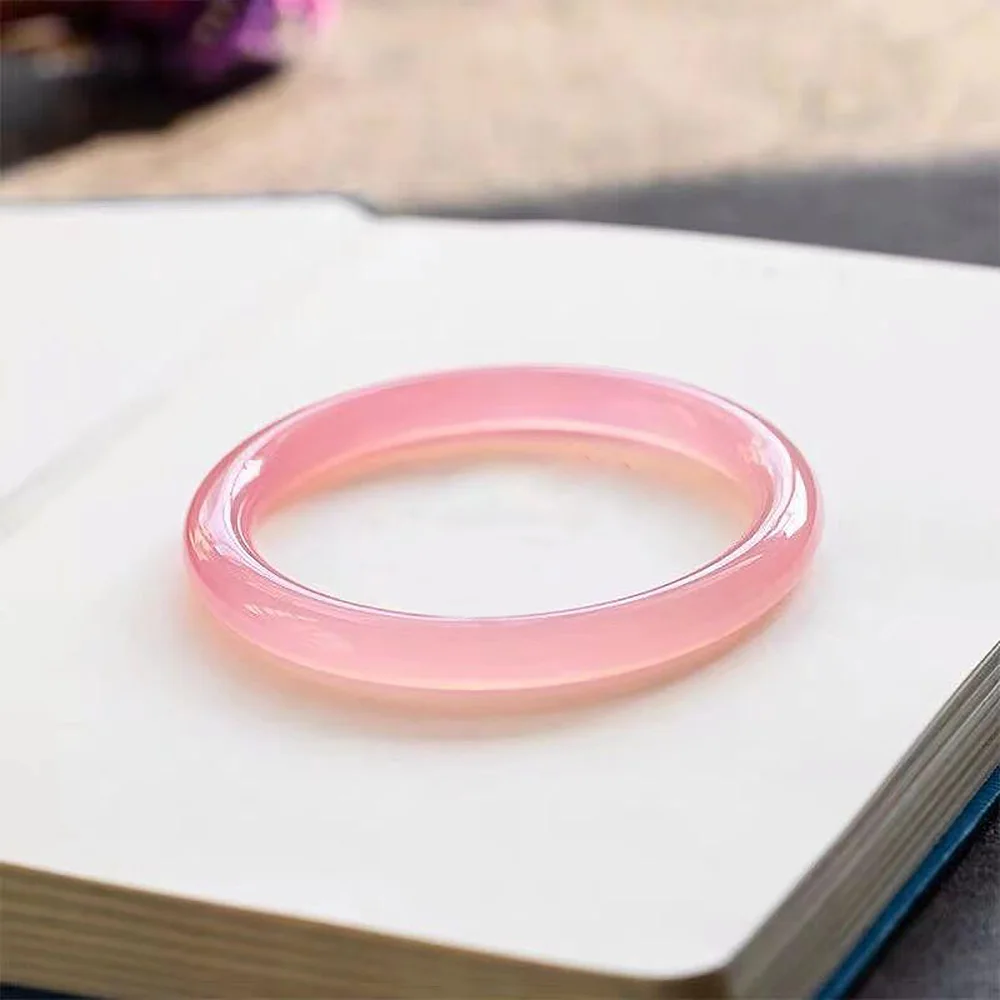 Natural Jade Pink Bangle Handring For Women Fashion Fine Jewelry Accessories Couple Bracelet Gift For Girlfriends Free Shipping