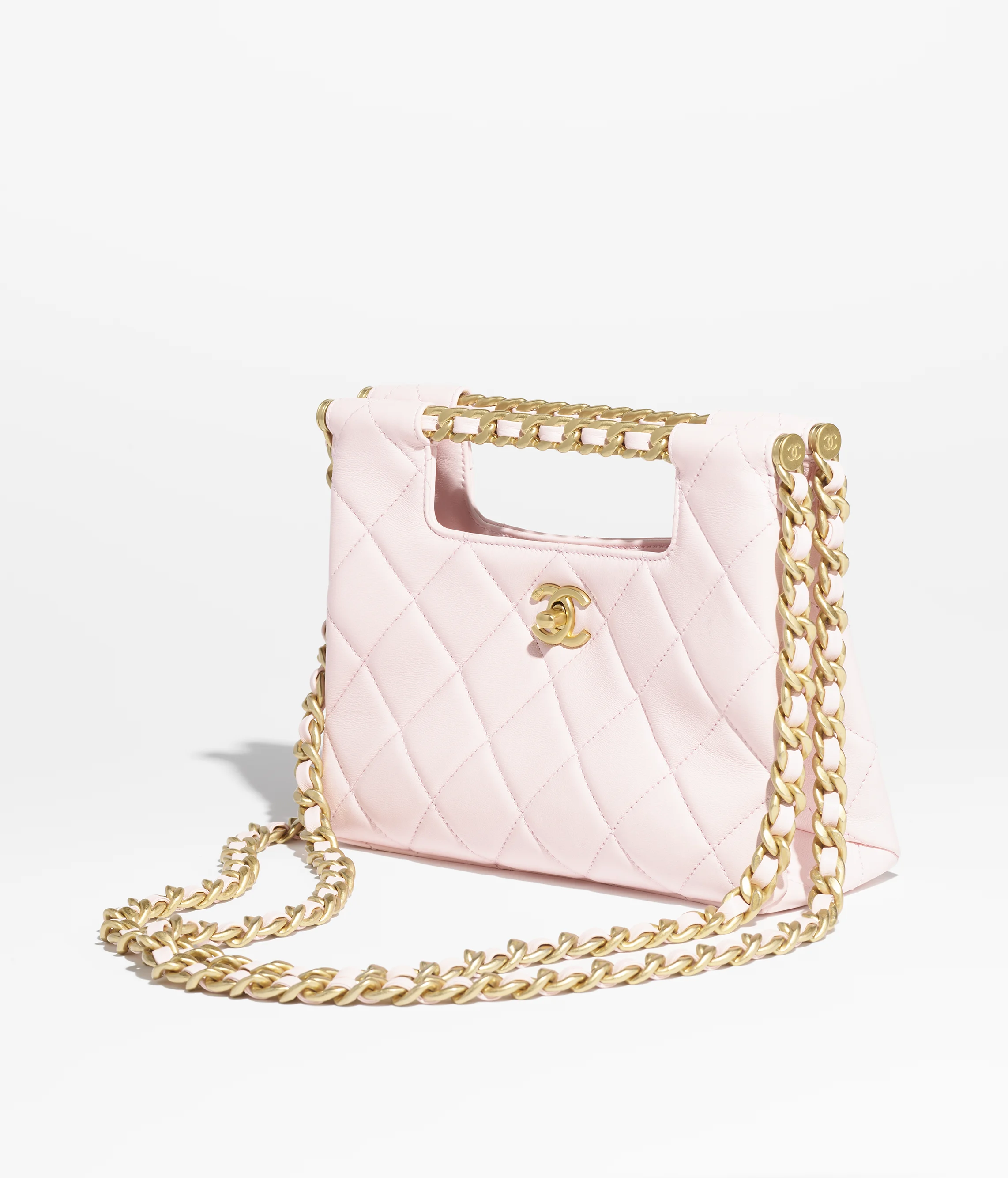 Chanel Small Shopping Bag Shiny Lambskin & Gold-Tone Metal Light Pink AS5550-B20556-NAGEO