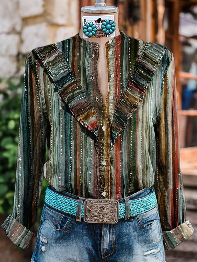 Women's Vintage Western Floral Print Shirt