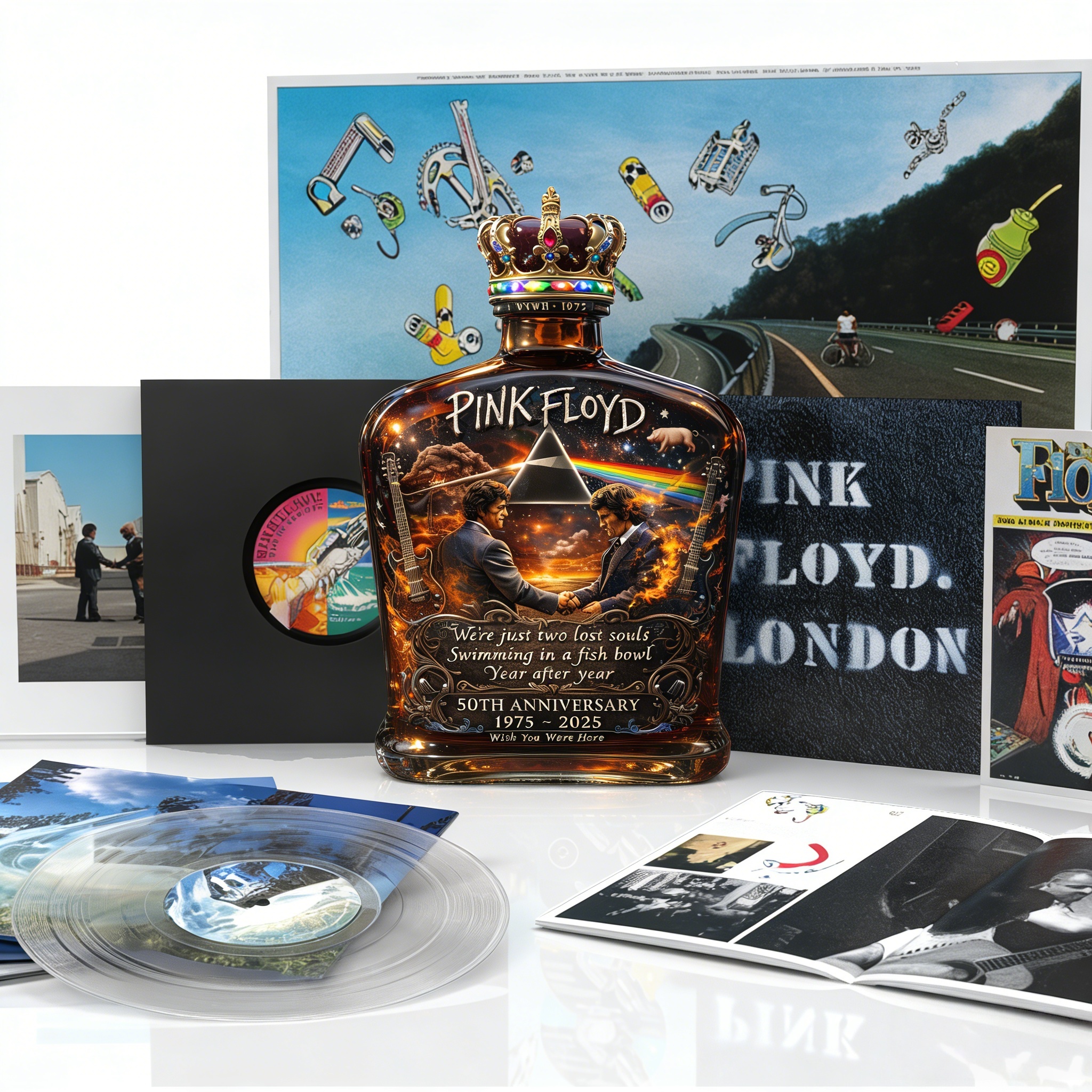 Pink Floyd – “Wish You Were Here”  50th Anniversary Collector’s Whiskey Bottle