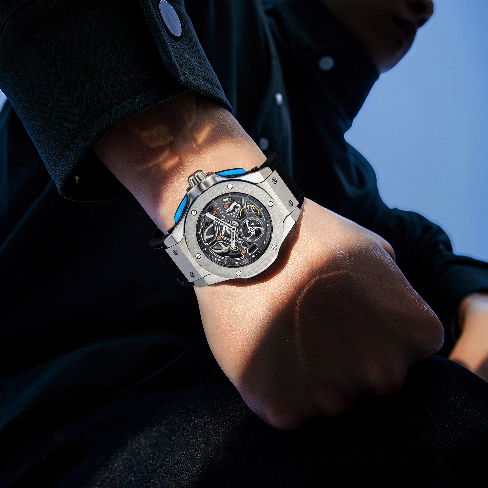 FM701 Skeleton Automatic Watch Men Analog With Stainless Steel Sapphir