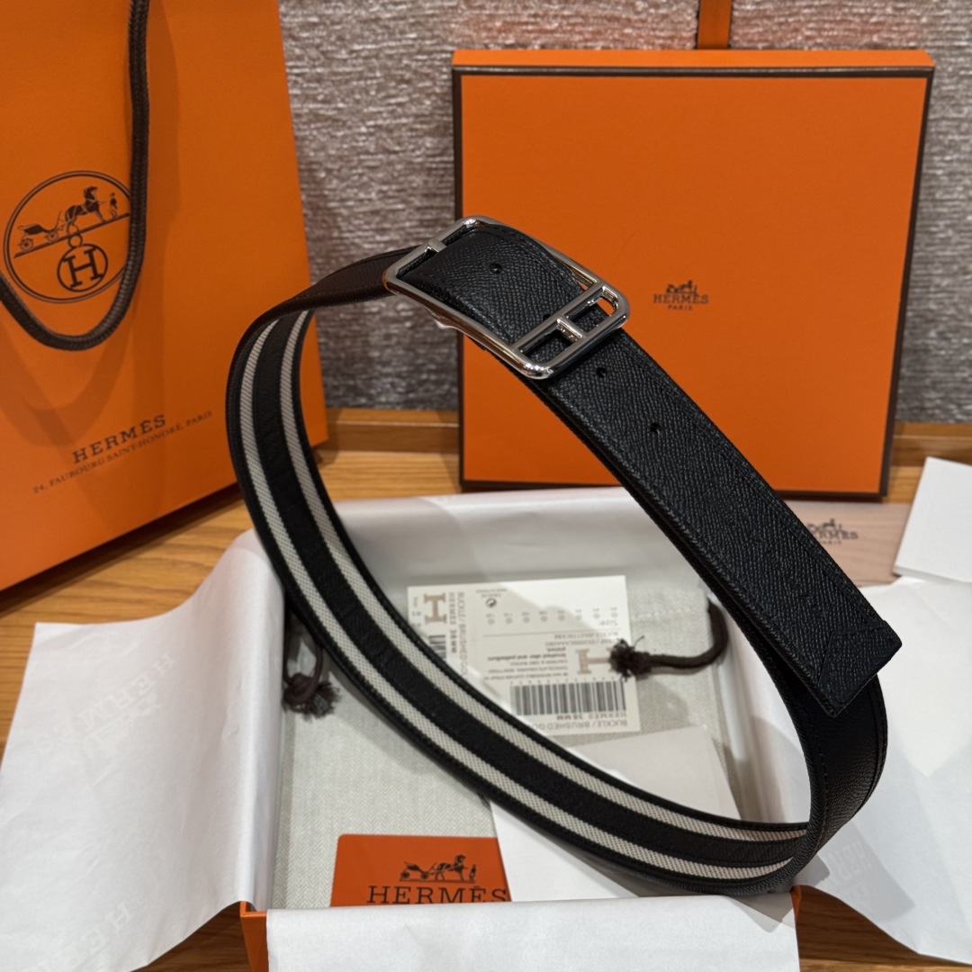 Hermès Half Cod Riviera double-faced leather belt, 3.8cm wide