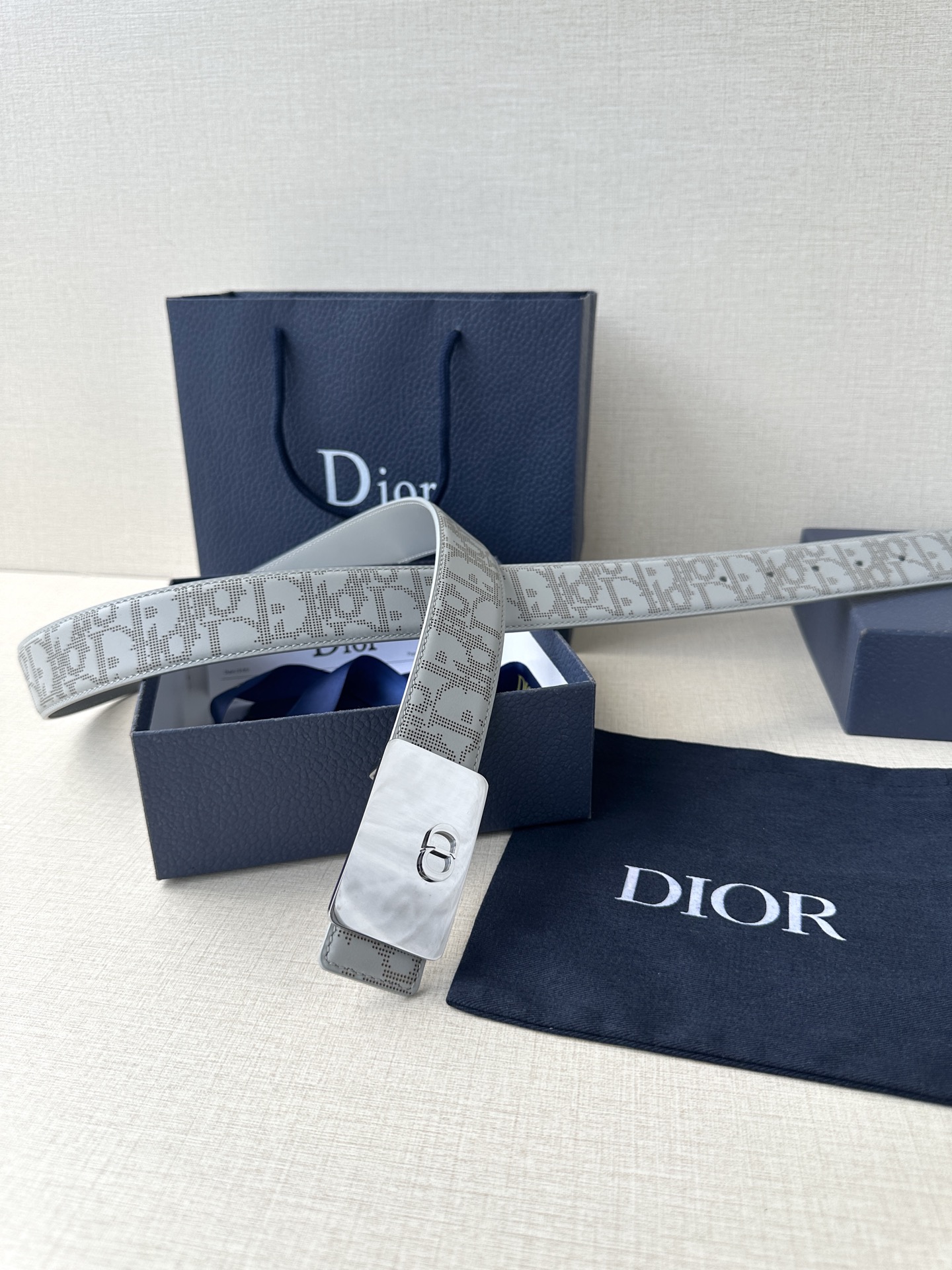 Dior square buckle leather belt 3.5CM wide