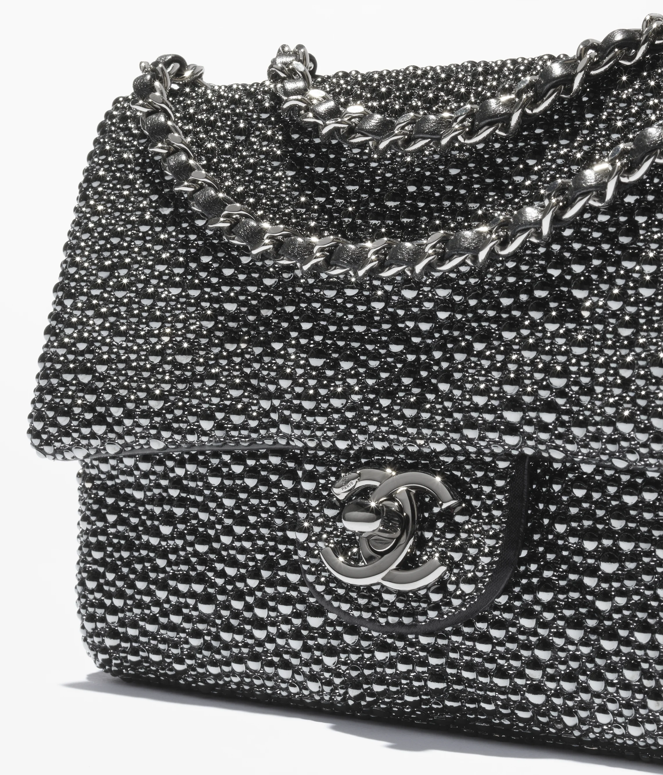CHANEL Evening Bag Glass Pearls & Ruthenium-Finish Metal Dark Gray AS4297-B20007-NAFXL