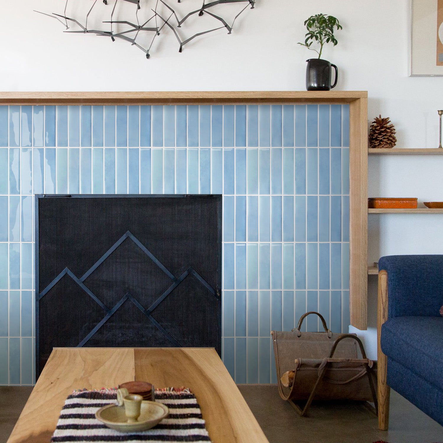 Aqua Blue Linear Peel and Stick Backsplash Tile