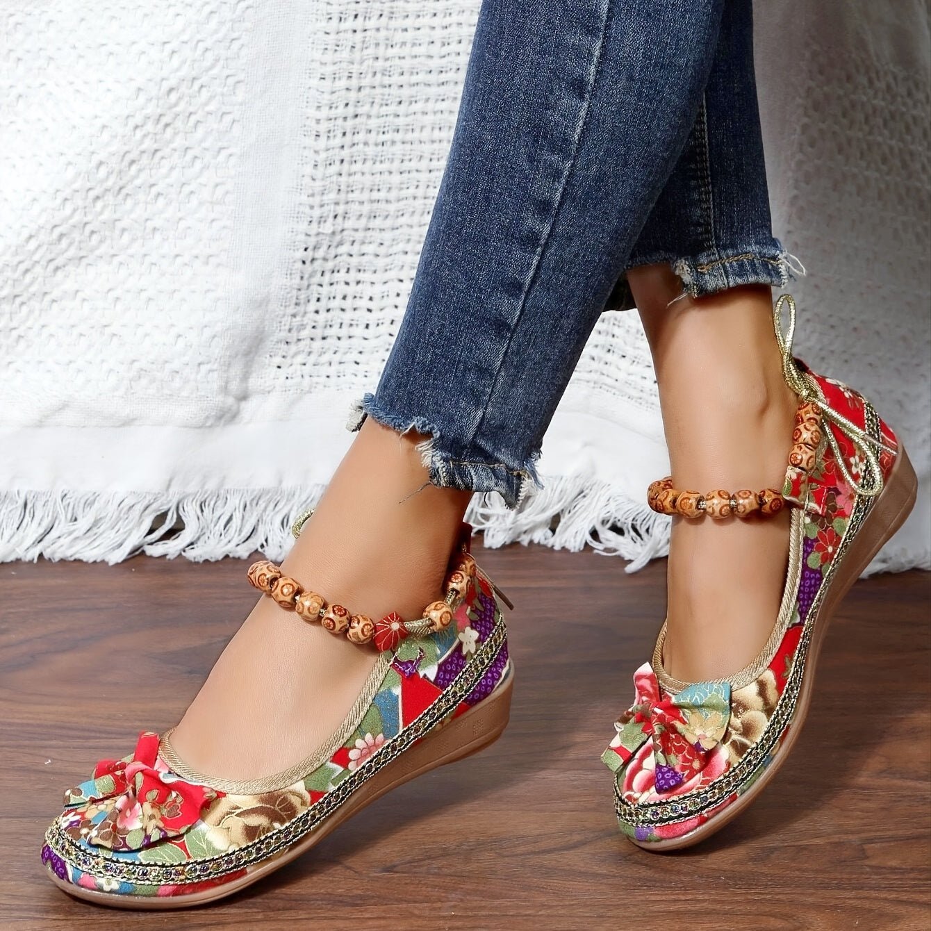 🔥Last Day 49% Off🔥Women's Floral Print Flat Sandals Shoes