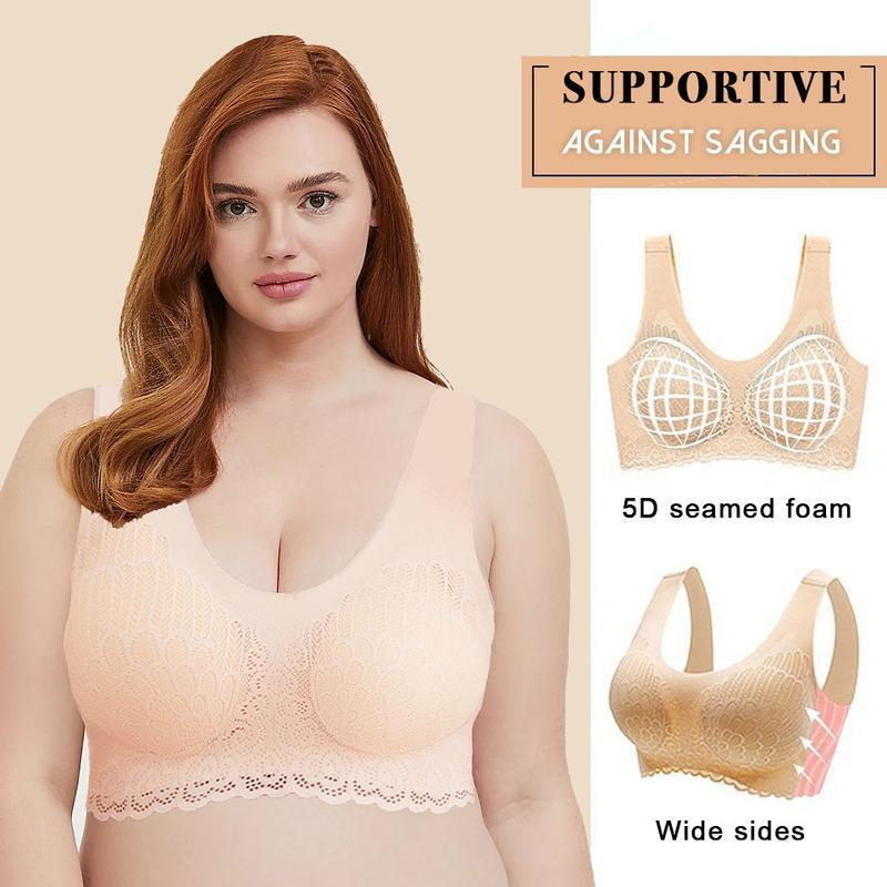 Buy 2 Free Shipping--Wireless Push Up Comfort Shock-proof Latex Pad Lace Bra