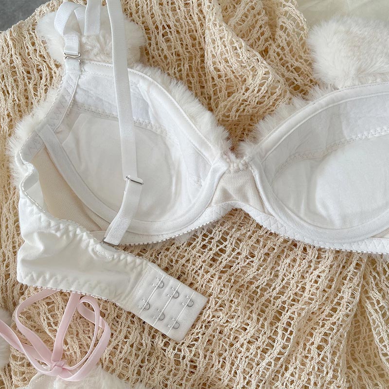 Bear Embroidery Lace Up Lingerie Set