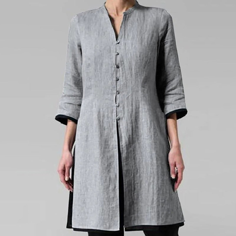 Three-quarter Sleeve Button Down Casual Shirt