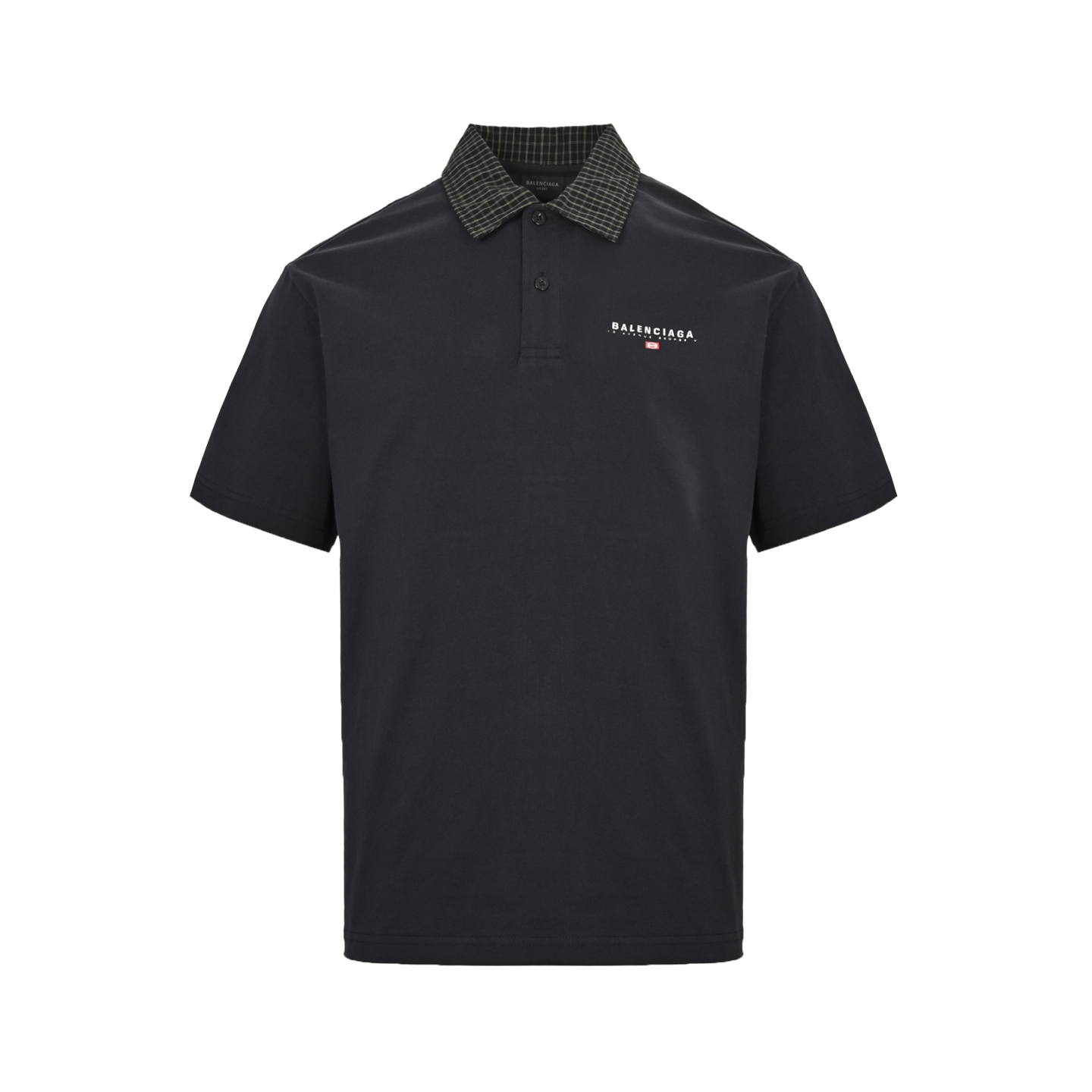 Balenciaga 25ss Plaid Collar Polo Short Sleeve