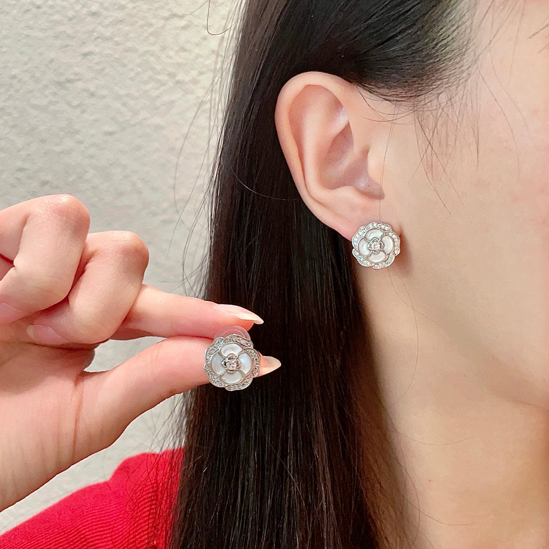 Chanel Water Mother of Water Camellia Diamond Earrings