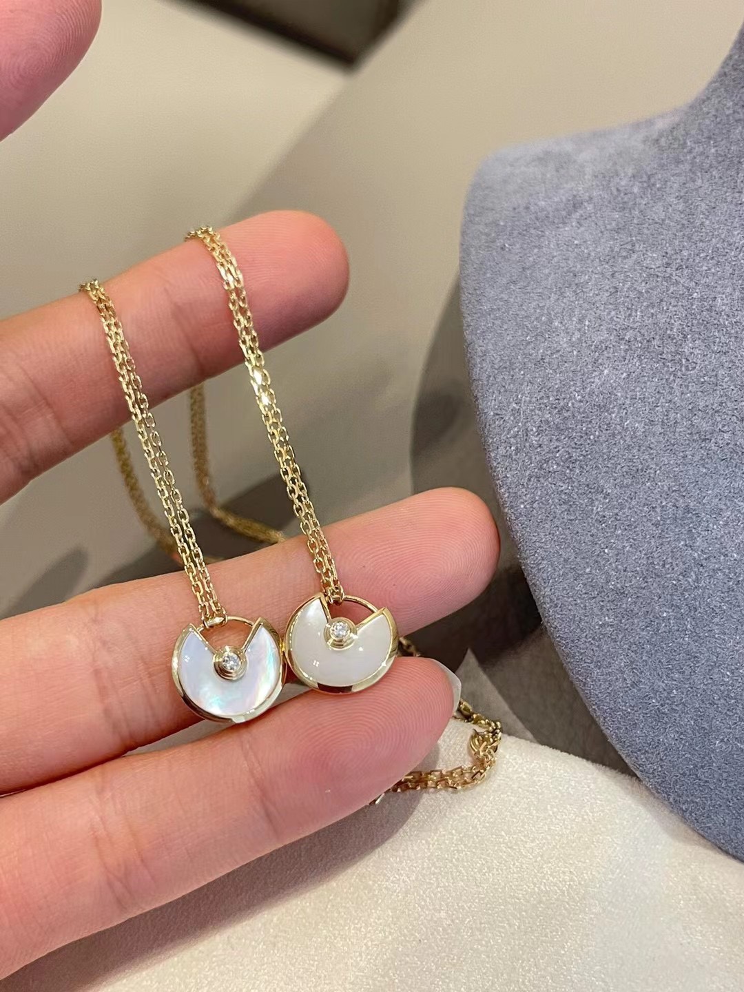 Cartier Small White Shell Amulet Necklace