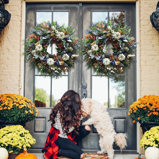 Autumn sale🎃White Pumpkins Ranunculus Wreath (48% discount)