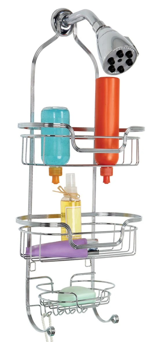 Bath Bliss 3-tier Triple Wire Design Shower Caddy Organizer, Chrome Finish, 11.25x26x5