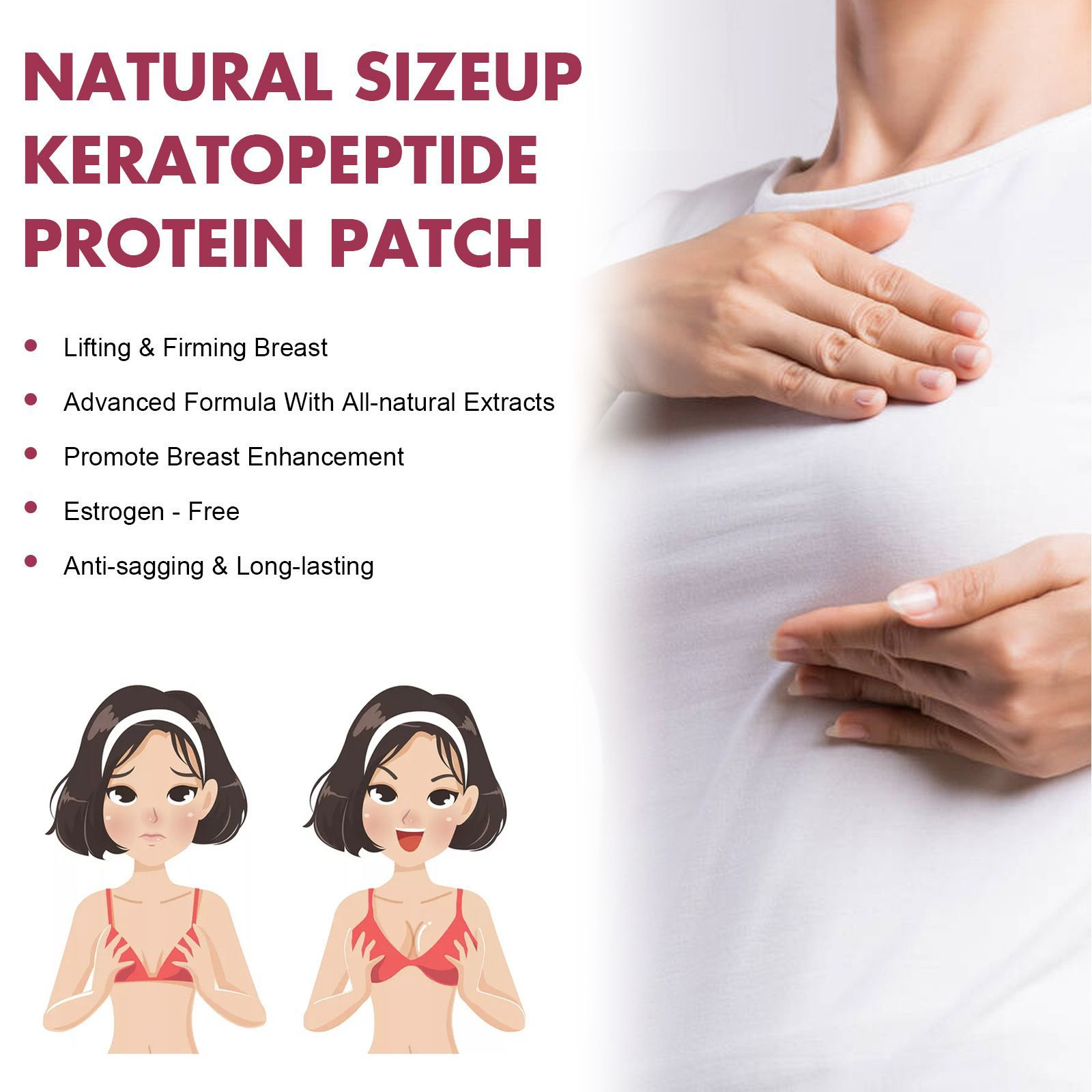Natural Keratin peptide protein breast enhancement patch (4 Packs)