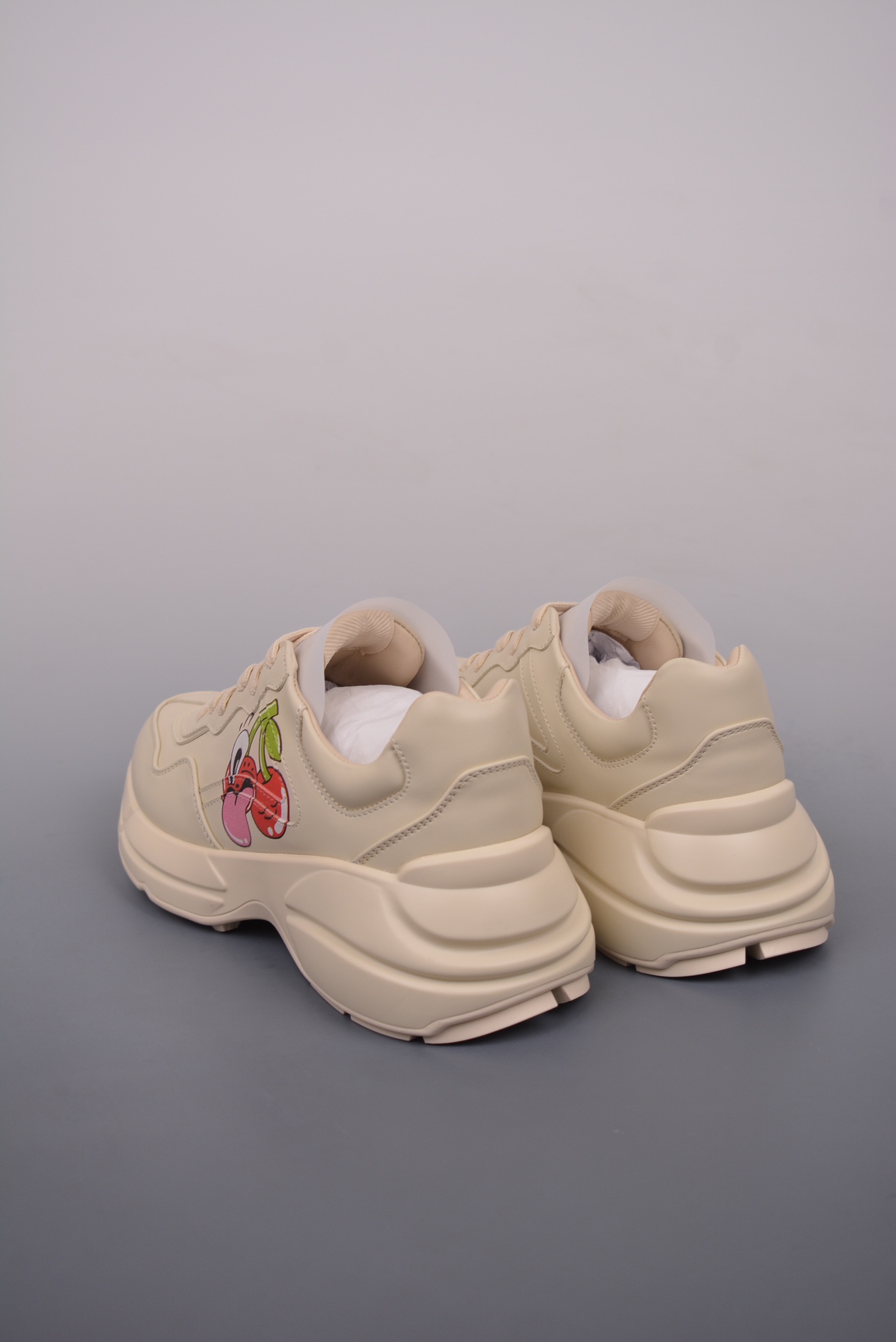 Gucci Leather Ivory Cherry Heart Print