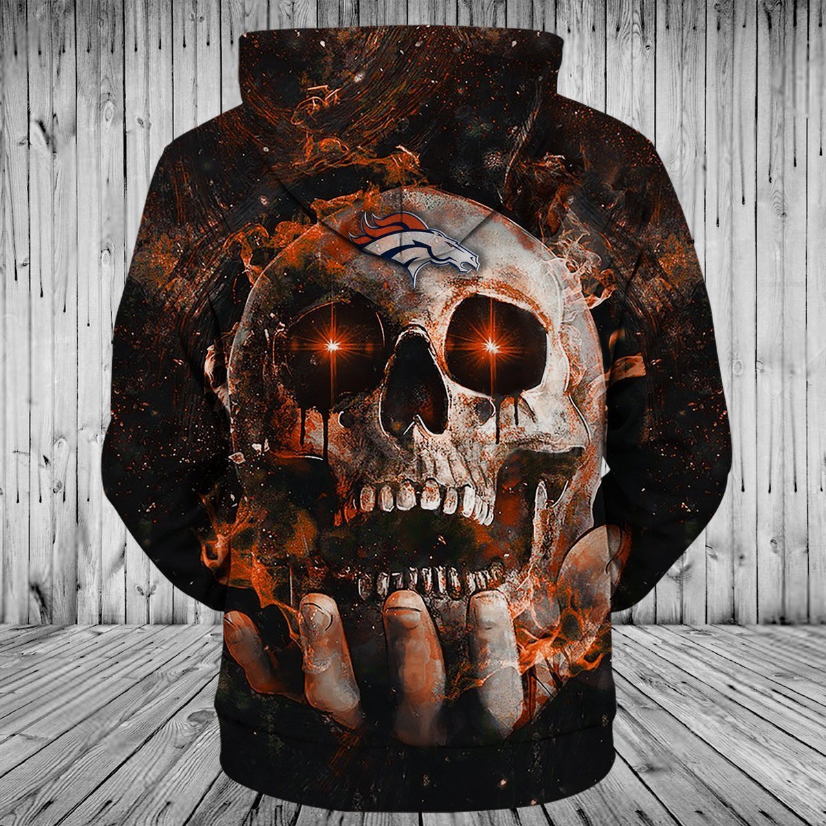 BRONCOS HOODIE 3D SKULL 74