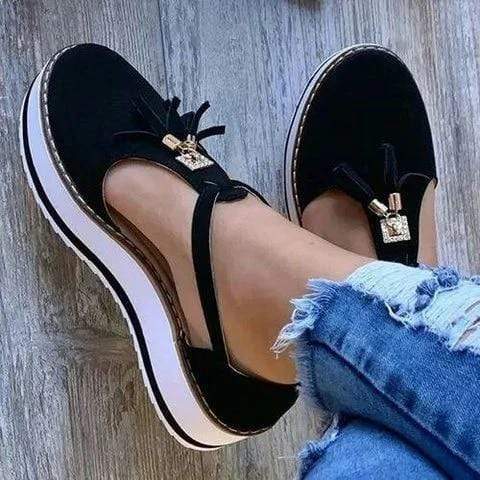 Women's Casual Platform Flat Comfort Fringe Shoes