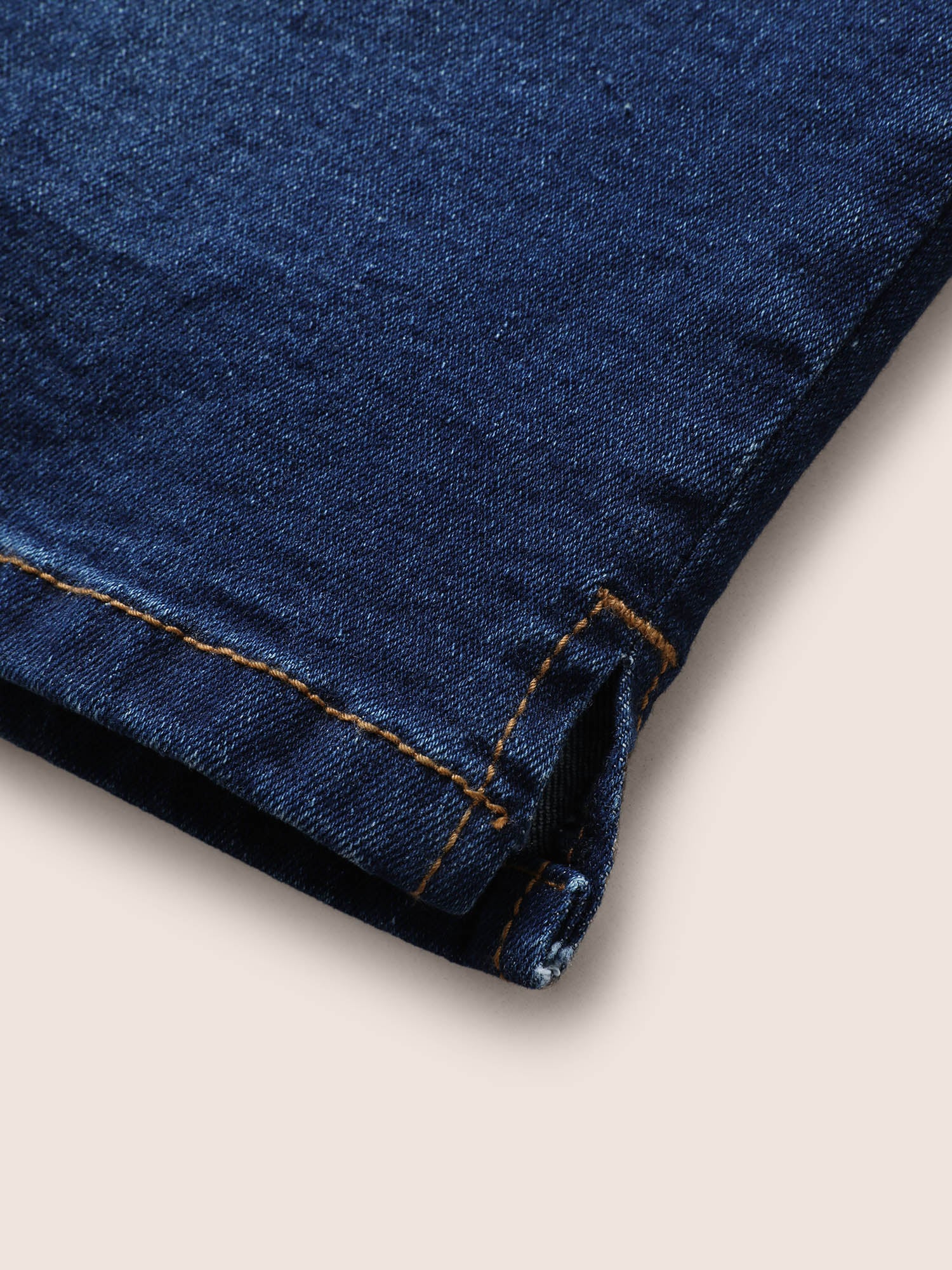 Dark Wash Drawstring Slit Hem Denim Shorts